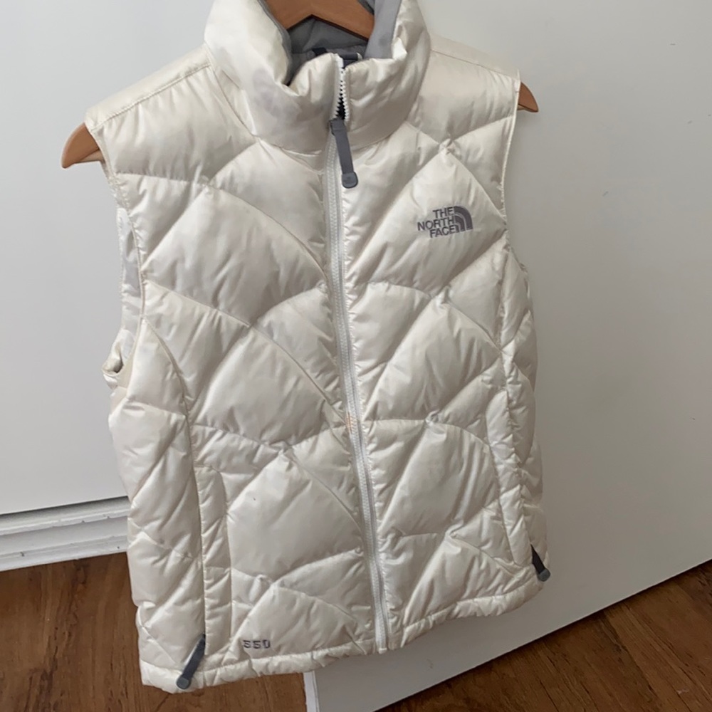 North Face Puffy Vest in White and Gray, S